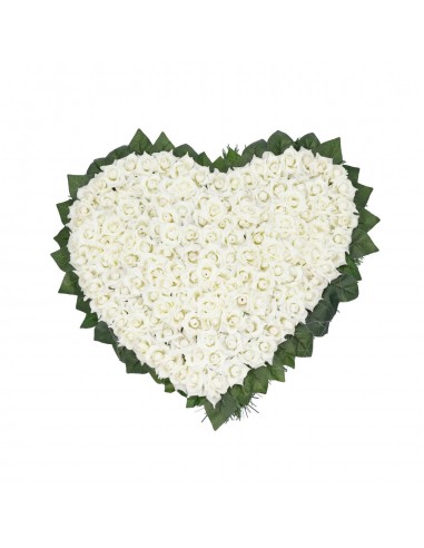 Stroik na cmentarz Serce z białych sztucznych róż