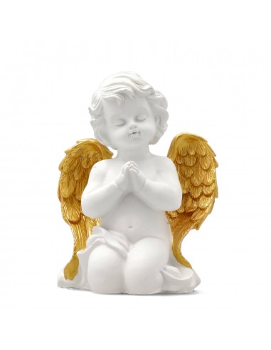 Aniołek gipsowy ze złotymi Skrzydłami 16cm