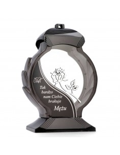 Znicz Owal czarno srebrny Mężu 34cm